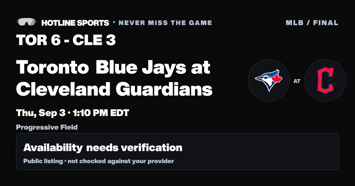 Final: Toronto Blue Jays vs Cleveland Guardians | Sep 3, 2026 | Hotline ...